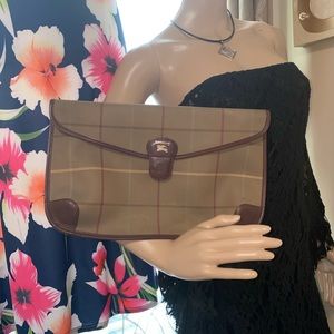 Vintage Burberrys Clutch Bag  Beiges Canvas
